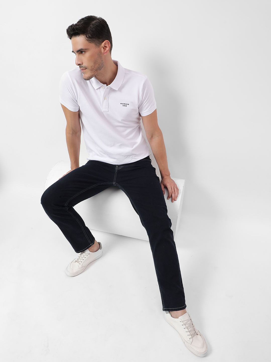 Numero Uno Men Solid White T-Shirt
